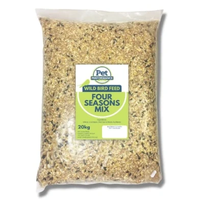 Image of Pet Performance Four Season Wild Bird Seed 20kg All Year Round Feed With Black Sunflower Seeds for Birds 100% Natural Nutritional Small Garden