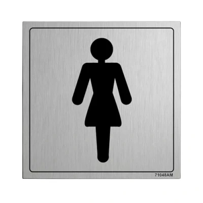 Image of V Safety General Door Ladies Toilet Sign 150mm x 3mm Brushed Alu Comp