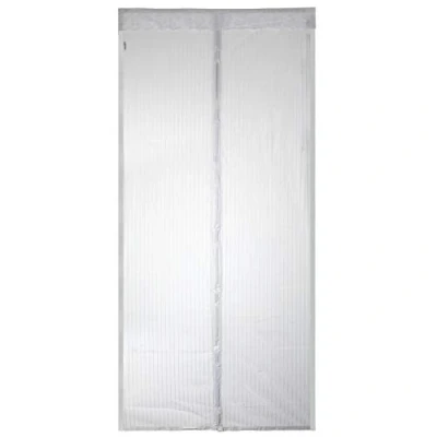 Image of Magnetic Screen Door, Polyester Door Fly Curtain Magic Paste Curtains Super Quiet Stripes Encryption for Anti Mosquito or Pest Soft (White, 100 x 220 cm)