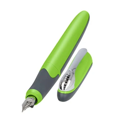 Image of Online fountain pen Air Green, ergonomic ink for school/college, soft triangle shape, iridium nib medium, standard cartridges, refillable, ideal beginners, pupils &amp; students, 20074/3D