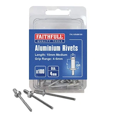 Image of Faithfull FalAR4M100 100 4mm medium Aluminium Rivets