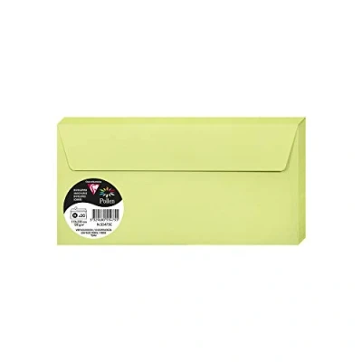 Image of Clairefontaine Ref 55475C Pollen Adhesive Envelopes (Pack of 20) DL Sized, 120gsm Paper, Printer Compatible, Acid Free, Strip for Easy Seal Leaf Bud Green