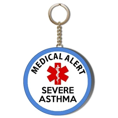 Image of Gift Insanity MEDICAL ALERT SEVERE ASTHMA 58mm Long Chain KEYRING BOTTLE OPENER