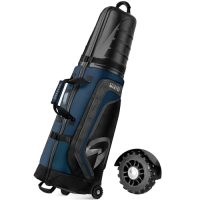 Image of OutdoorMaster Golf Travel Bags for Airlines with Wheels and Hard Case Top, Protect Clubs, Lightweight Easy to Maneuver, Upgrade Version, Blue