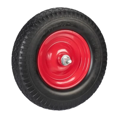 Image of Relaxdays Wheelbarrow Wheel, 4.00 8, Profiled Rubber, Axle Steel Rim, Handtruck Tyre, Puncture Proof, 100kg, Black/Red, 4 8 cm