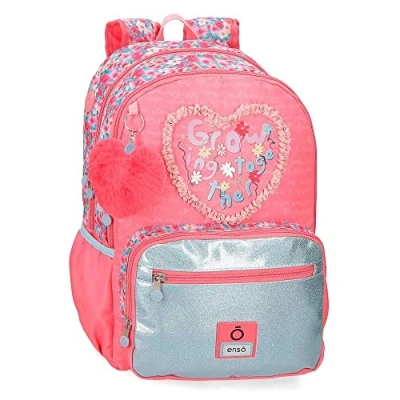 Image of Enso Together Growing School Backpack Double Compartment Pink 32x42x13cm Polyester 23.94L