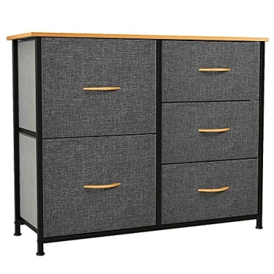 Image of YITAHOME Chest of Drawers, 5 Drawer Storage Organizer Unit for Bedroom Living Room Closet, Sturdy Steel Frame, Easy Pull Fabric Bins &amp; Wooden Top, Dresser