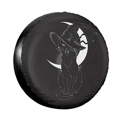 Image of Cartoon Black Cat Spare Tire Cover for Jeep Pajero Eye Car Wheel Protectors Accessories 14 17 Inch (Color : 8, Size inch)