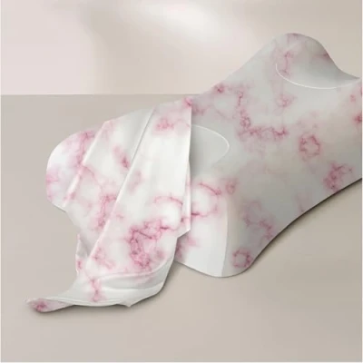 Image of Sleep &amp; Glow Omnia Natural Silk Pillowcase for Hair and Skin Fits Unique Shape of Sleep&amp;Glow Pillow 19mm Grade 6A Mulberry (Pink Marble)