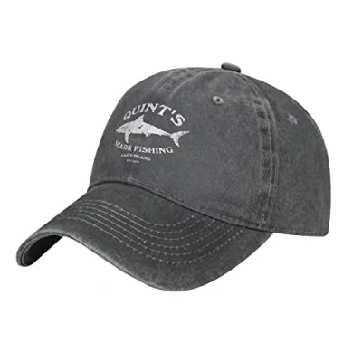 Image of Quints Shark Fishing Jaws Baseball Cowboy Hat Adjustable Trucker Black