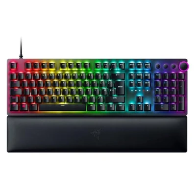 Image of Razer Huntsman V2 (Purple Switch) Optical Gaming Keyboard with Near Zero Input Latency (Clicky Switches, Doubleshot PBT Keycaps, Ergonomic Wrist Rest) UK Layout Black