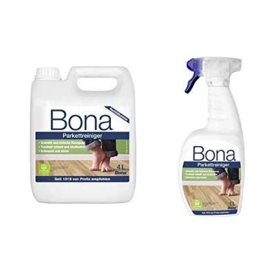 Image of Bona Parquet Cleaner, 4 Litres, Includes Spray Cleaner: 1 Litre