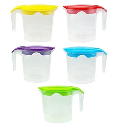 Image of 1 Litre Fridge Door Plastic Jug Water Milk Storage Contanier Pitcher Juice Jugs with Lid (Set 8)