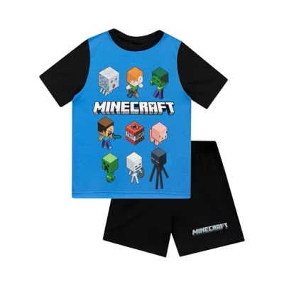 Image of Minecraft Boys Steve and Creeper Pyjamas Black 9 to 10 Years