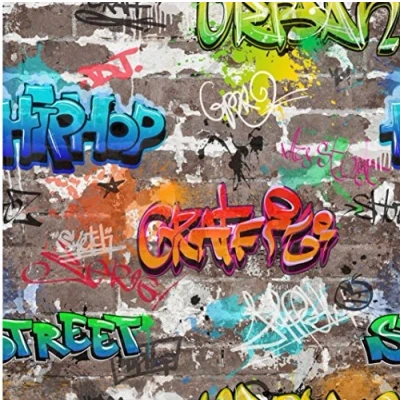 Image of Fine Decor FD41582 Novelty Graffiti Multi, Grey