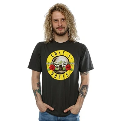 Image of Guns N Roses Men&#039;s Bullet Logo T Shirt Small Light Graphite