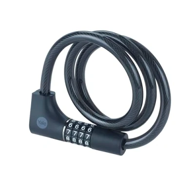 Image of Yale YCC0/12/100/2 Cable Bike Lock with Key, Black/White, Sicherheitskombination und Schlüssel
