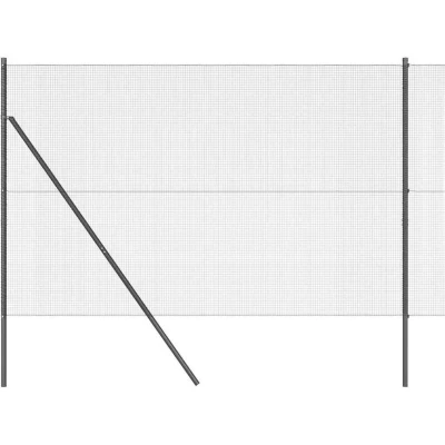 Image of vidaXL Welded Wire Fence with 7 Posts Grey 1.6x10 m Steel