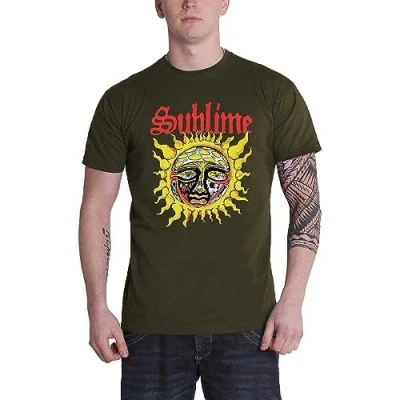 Image of Paradiso Clothing Sublime Yellow SUN Unisex Print Tshirt, Size: XL, Green