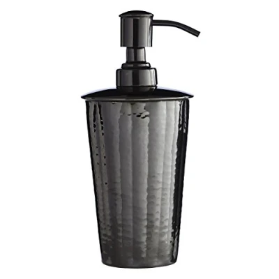 Image of Premier Housewares Hammered Effect Lotion Dispenser, Black Nickel Finish, Silver, 19 x 9 cm