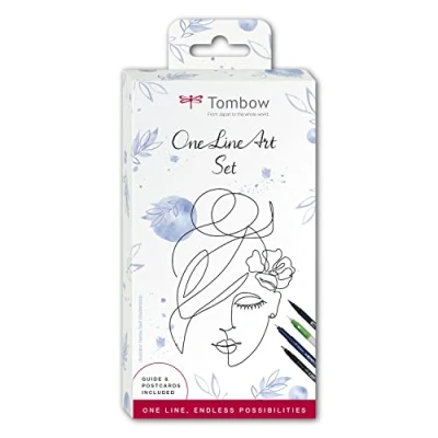 Image of Tombow One Line Art Set, 6 Products, Includes Step by Instructions for Your First Motif [ONELINE Set], Black, Medium