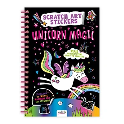 Image of Bookoli Scratch Art Stickers Unicorn Magic Sticker Book Activity Perfect Gift for Kids to Create Arts and Crafts