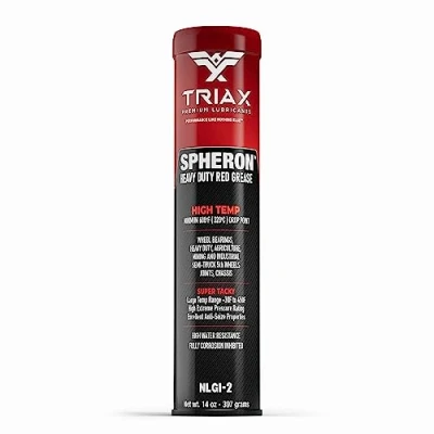 Image of TRIAX Spheron Grease, Super Heavy Duty, Red Grease Cartridge, High Temp up to 204C, Ultra Tacky, Extreme Pressure, Virtually Waterproof; for Fifth Wheel, Joints, Pivots, Wheel Bearings, and Chassis