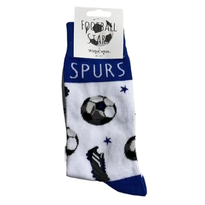 Image of WHITE COTTON CARDS Tottenham Hotspur Spurs Football Club FC Fan Novelty Socks. Size UK Small 2 7 (S FN1 S)