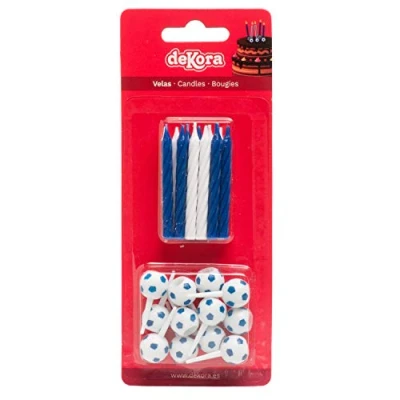 Image of Dekora Set of Football Birthday Candles for Children&#039;s Cakes Pack 12 Decorative Candle