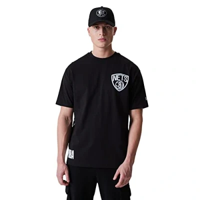 Image of New Era Brooklyn Nets NBA Black White Oversized BP Neon T Shirt