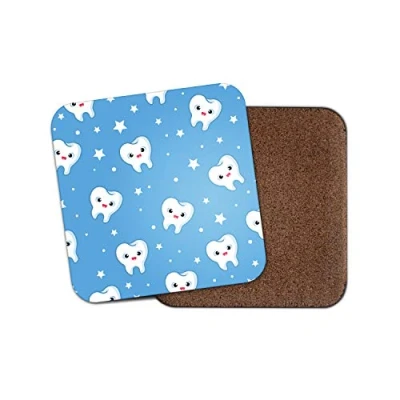 Image of 1 x Happy Teeth Coaster Dentist Dental Surgery Nurse Tooth Funny Cute #8730