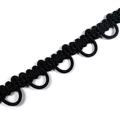 Image of Button Looping Nortexx 10mm Wide Elastic Loops Black (2 Metres)