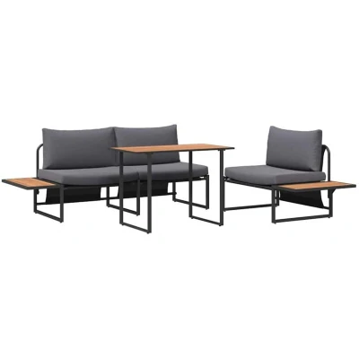 Image of vidaXL 3 Piece Garden Dining Set with Anthracite Cushions