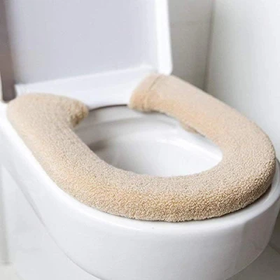 Image of Baffect Thicken Toilet Seat Cover Cushion Pads Antibacterial Luxury Toilets Warm Covers Mat Super Universal (Beige)