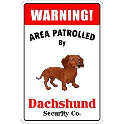 Image of Warning Area Patrolled Dachshund Signs Traffic Road Street Caution Sign Safety Indoor Or Outdoor For Home Office Work 8X12 Inches
