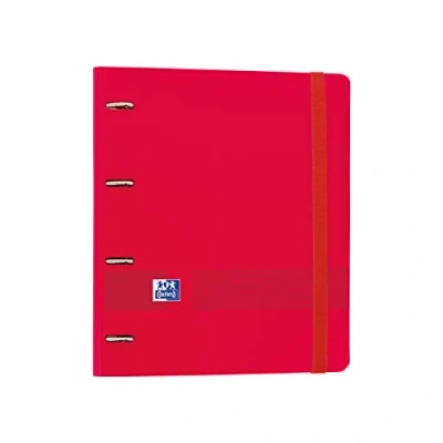Image of Oxford A4+ 4 Ring Binder Extra Hard Rubber Cover + Refill Card 5x5 Red 80 Sheets