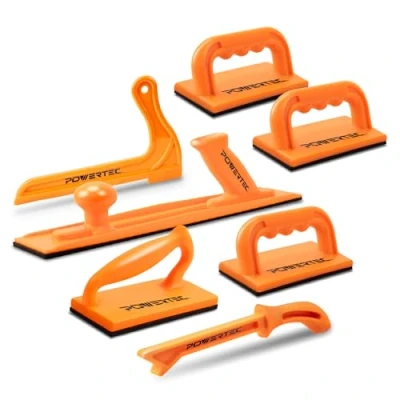 Image of POWERTEC 72100 Push Block and Stick Set for Table Saws, Router Tables, Band Saws &amp; Jointers, Dual Ergonomic Handles w/Max Grip, Hand Protection Woodworking, Safety Woodworker 7 Pack