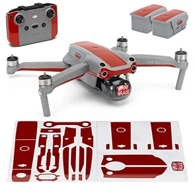 Image of Wrapgrade Skin compatible with DJI Air 2S Accent Color B (SUPER RED)