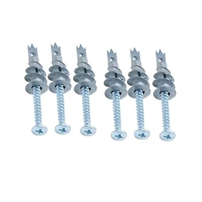 Image of Plasterboard Cavity Fixings Dry Wall Anchors Metal Self Drill Fixing Speed Raw Plugs With Fastener Screws for Hard Mounting (Pack of 10)