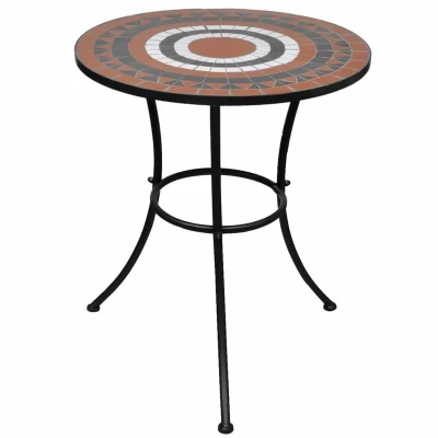 Image of vidaXL Bistro Table Terracotta and White 60 cm Mosaic