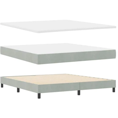 Image of vidaXL Box Spring Bed with Mattress Light Grey 180x200 cm Velvet