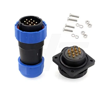 Image of HangTon HE29 10 pin Power Connector Outdoor Waterproof IP68 Male Female Plug Panel Socket 4 Screw (10 10A 380V)