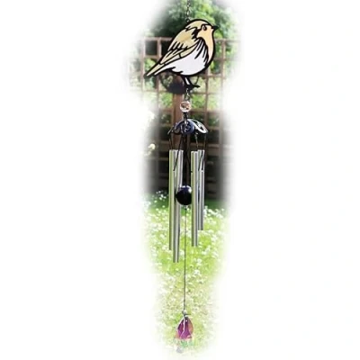 Image of Robin Wind Chime 55cm Stained Glass Hanging 4 Tubes Bell Outdoor Garden Decor Gift