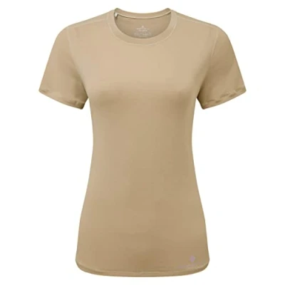 Image of Ronhill Women&#039;s Ronhill, Wmn&#039;s Life Tencel S/S Tee T Shirt, Latte Marl/Nightshade, 10 UK
