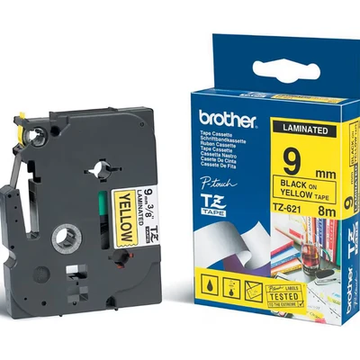 Image of Brother M K621BZ Black on yellow Roll (0.9 cm x 8 m) 1 cassette(s) non laminated tape for P Touch PT 55, 65, 75, 85, 90, BB4