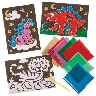 Image of Baker Ross FN136 Foil Art Pictures Pack of 10, Arts and Crafts Colouring Picture From Kits