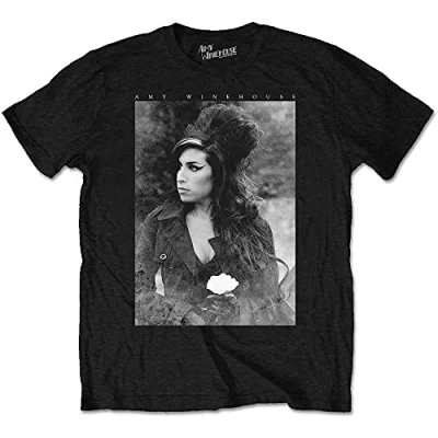 Image of Amy Winehouse Men&#039;s Flower Portrait T Shirt, Black, Large