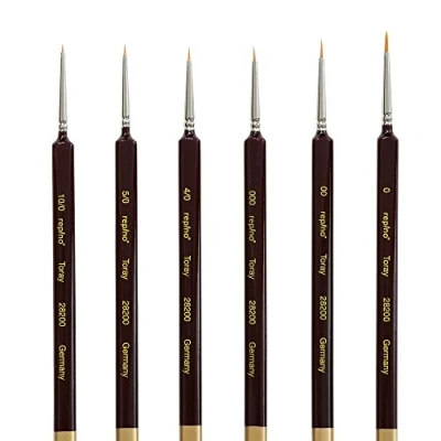 Image of Toray Artist Brush Set, Very Thin (Size 10/0, 5/0, 4/0, 000, 00 and 0) Watercolour Brush, Detail Acrylic Set