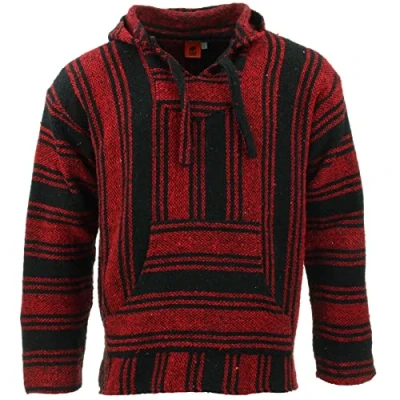 Image of LOUDelephant Recycled Mexican Baja Jerga Hoody Red Black (4X Large)