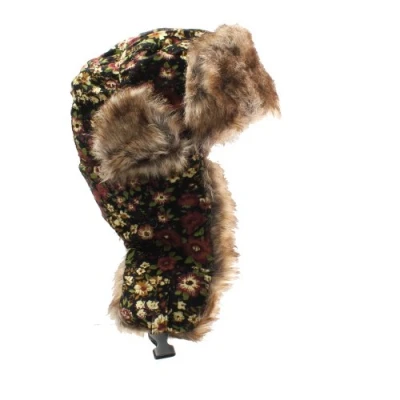 Image of Accessoryo Medium Faux Fur Floral Effect Trapper Hat
